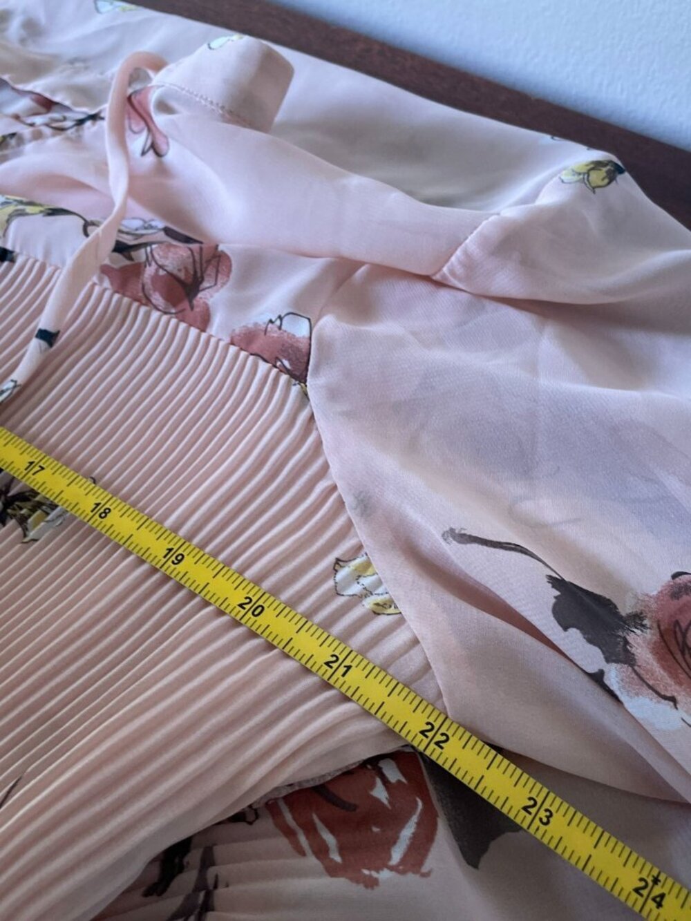 Pleione Blush Pink Floral Pleated Peasant Blouse Top Long Sleeve Size XL Boho - Picture 8 of 10